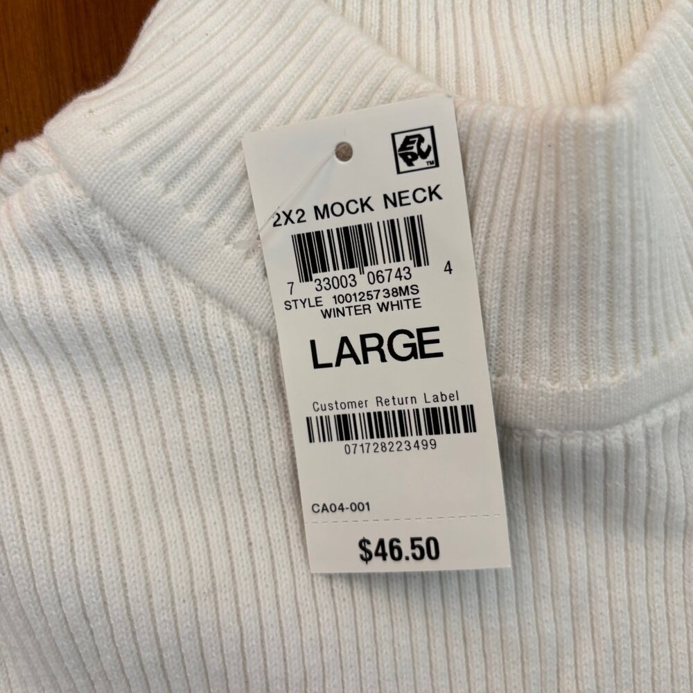 Karen Scott cream colored mock-neck long sleeved shirt, Size Large - Picture 4 of 5